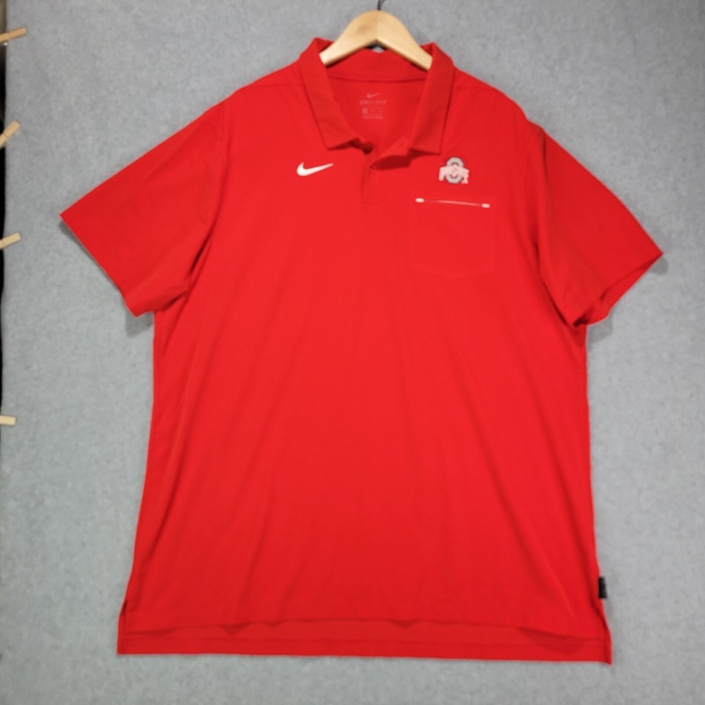 Nike Mens 2XL Ohio State Buckeyes OSU On-Field Woven Coaches Polo Red AR8894-657